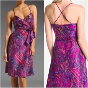 Trina Turk 100% Silk Vneck Dress
